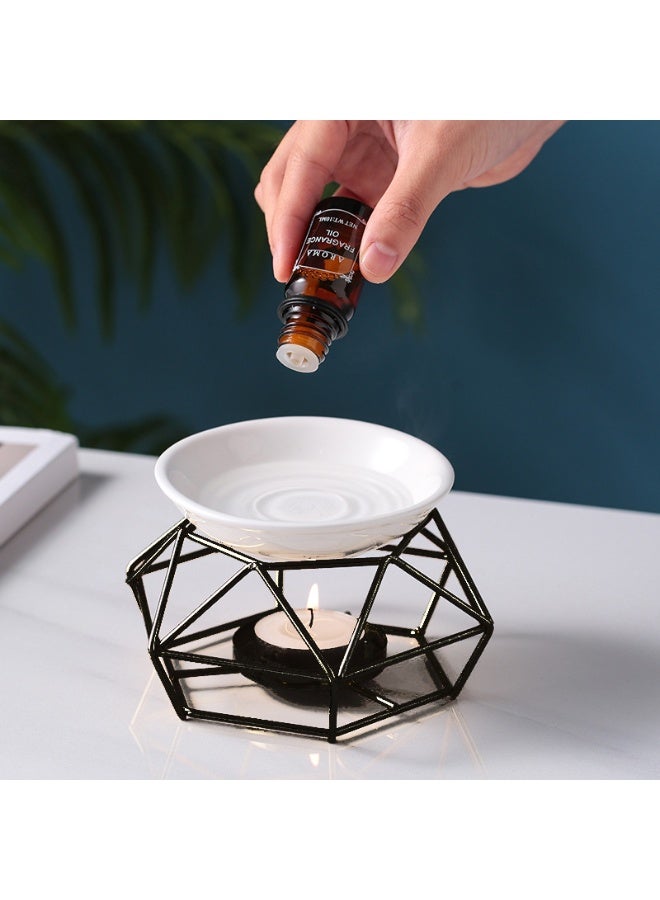 Delicate Romantic Iron Ceramic Aroma Wax Melt Warmer | Essential Oil Burner Candle Holder for Home Fragrance - Image 2